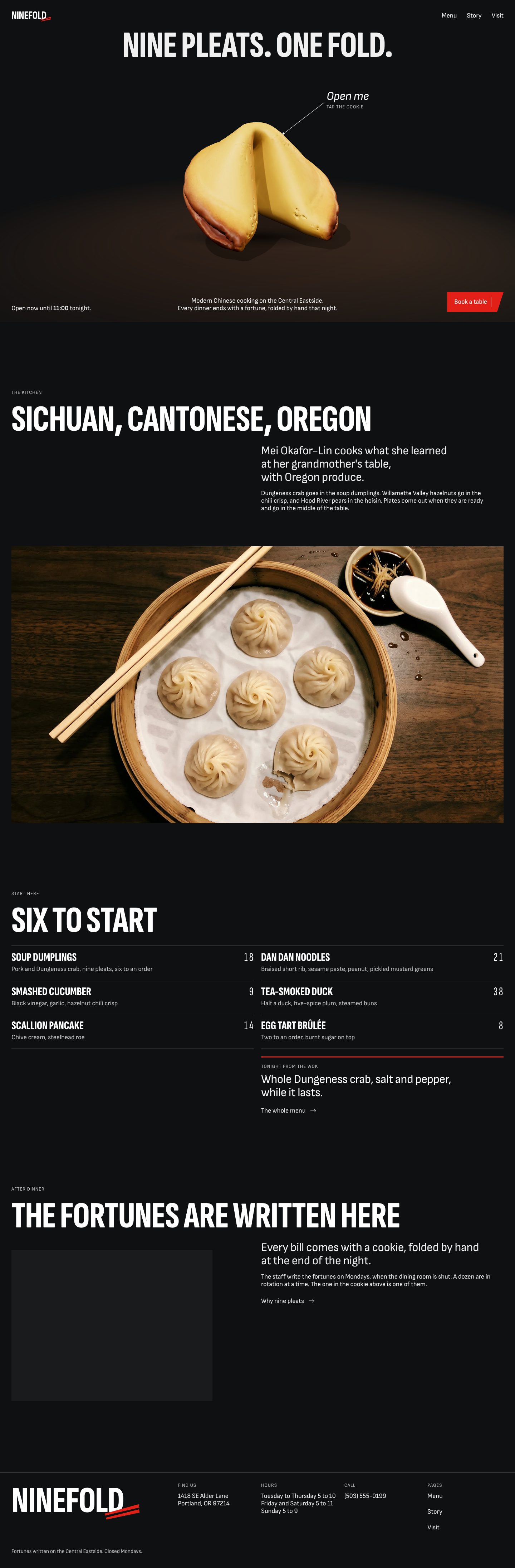The full Ninefold home page, top to bottom